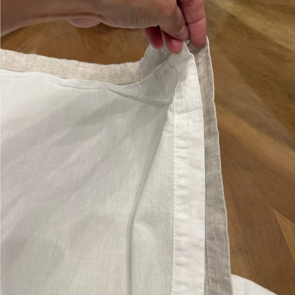 Pottery Barn White and Tan Linen Bed Skirt - Picture 4 of 6